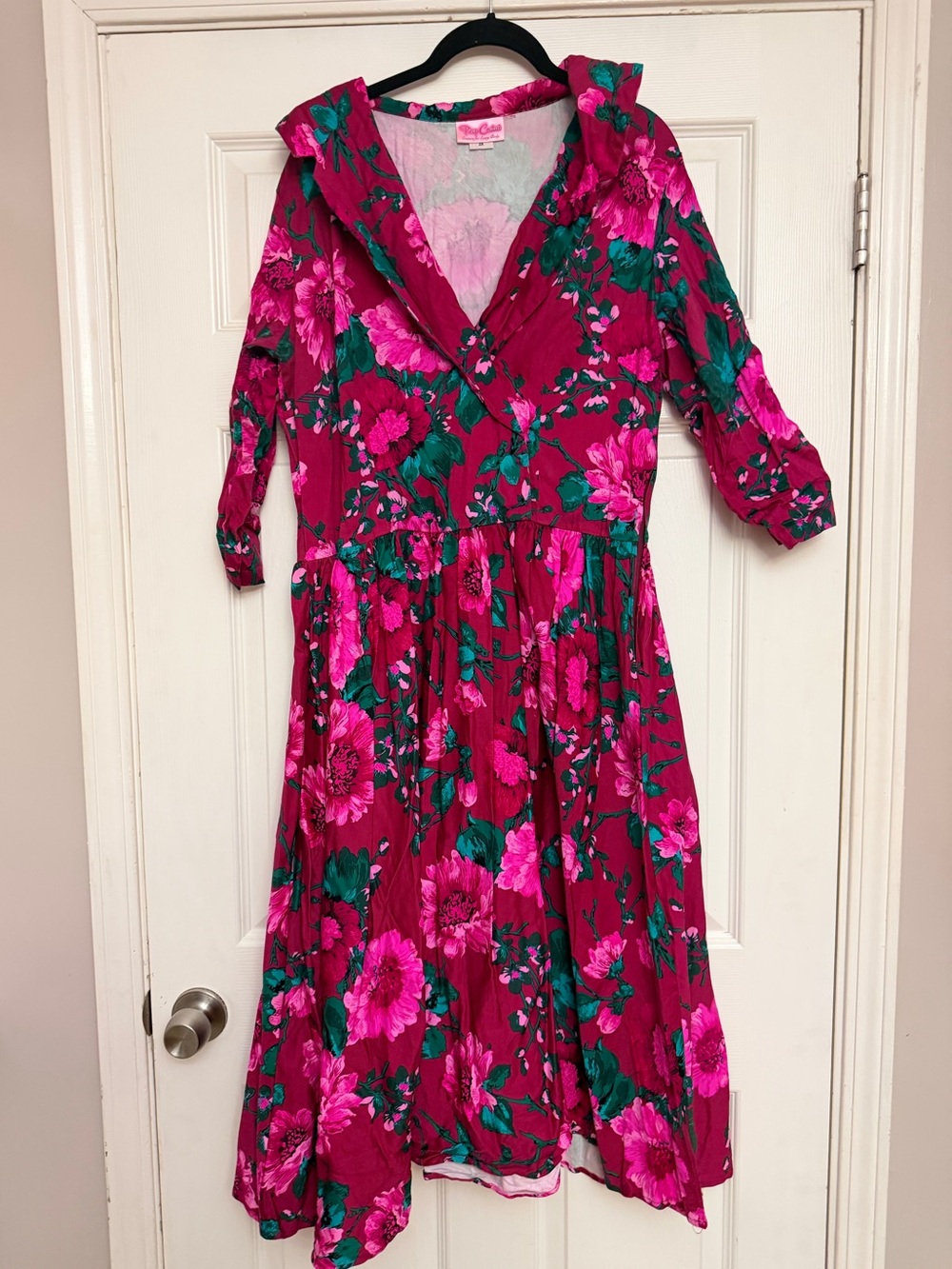 Pinup Couture Fuchsia and Green Floral Maxi Dress
